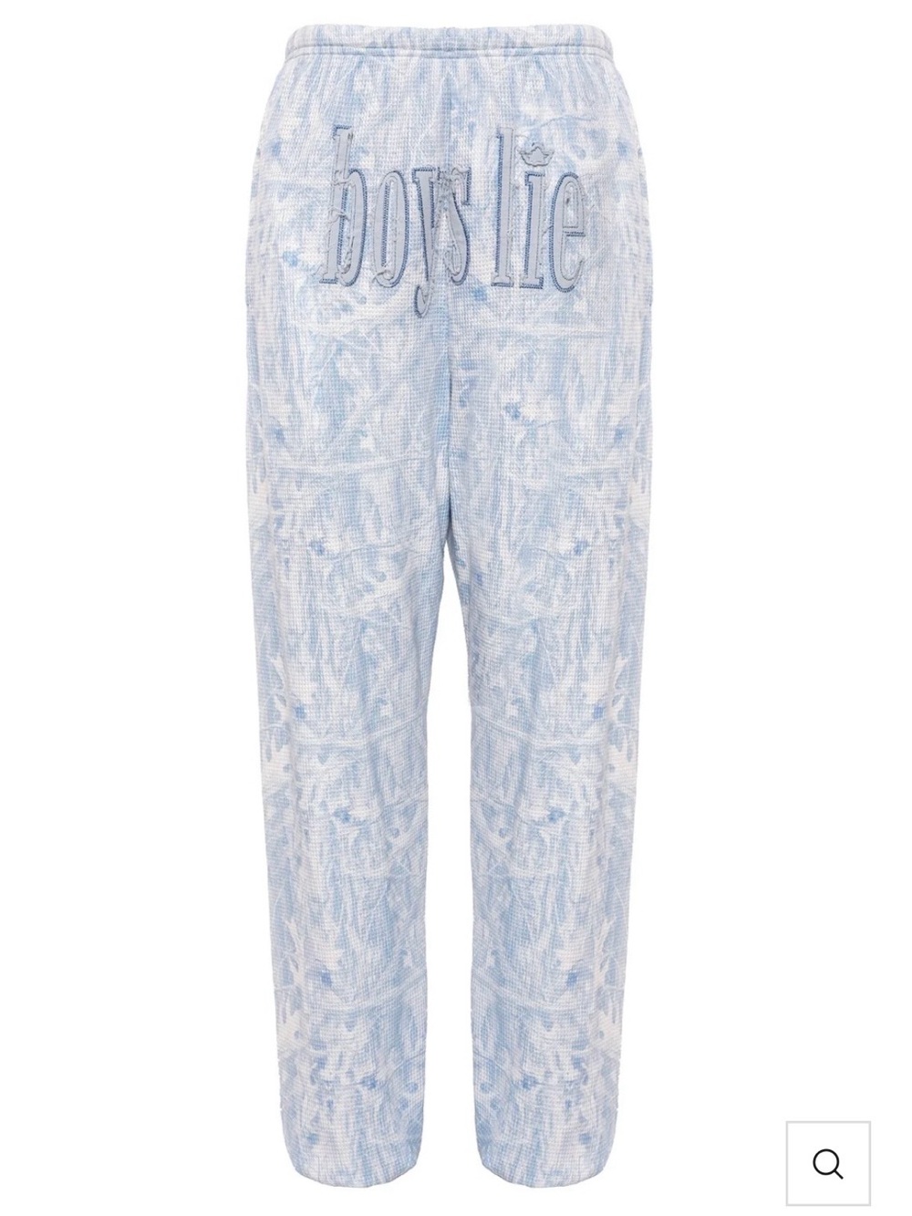 Light Blue Patterned Lounge Pants with Embroidered Back